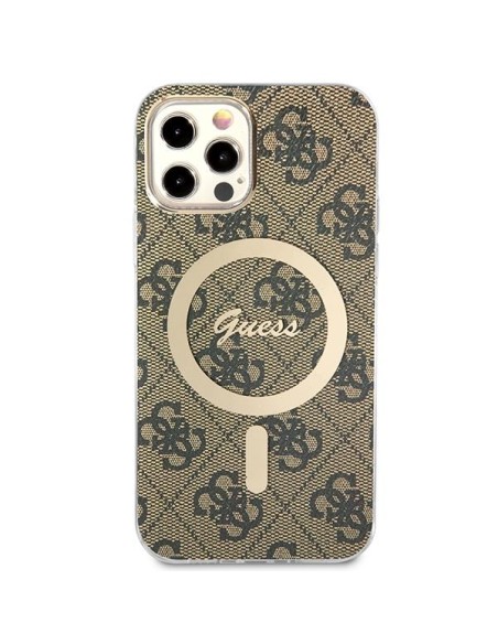 Guess 4G Print MagSafe dėklas, skirtas iPhone 12 / iPhone 12 Pro + indukcinis įkroviklis - ruda Guess 4G Print MagSafe dėklas, skirtas iPhone 12 / iPhone 12 Pro + indukcinis įkroviklis - ruda