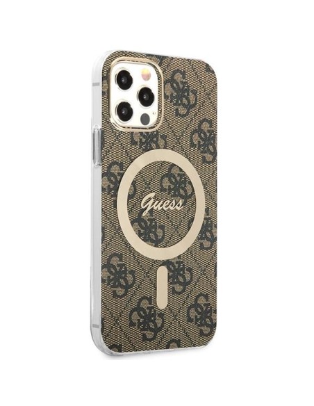 Guess 4G Print MagSafe dėklas, skirtas iPhone 12 / iPhone 12 Pro + indukcinis įkroviklis - ruda Guess 4G Print MagSafe dėklas, skirtas iPhone 12 / iPhone 12 Pro + indukcinis įkroviklis - ruda