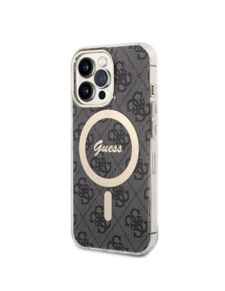 Guess 4G Print MagSafe dėklas skirtas iPhone 13 Pro + indukcinis įkroviklis - juodas Guess 4G Print MagSafe dėklas skirtas iPhone 13 Pro + indukcinis įkroviklis - juodas