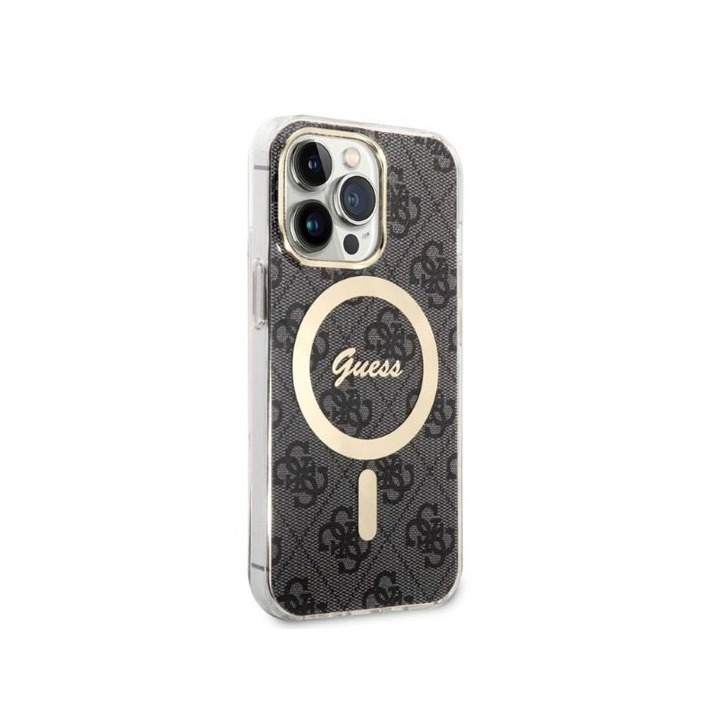 Guess 4G Print MagSafe dėklas skirtas iPhone 13 Pro + indukcinis įkroviklis - juodas