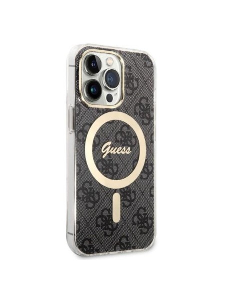 Guess 4G Print MagSafe dėklas skirtas iPhone 13 Pro + indukcinis įkroviklis - juodas Guess 4G Print MagSafe dėklas skirtas iPhone 13 Pro + indukcinis įkroviklis - juodas