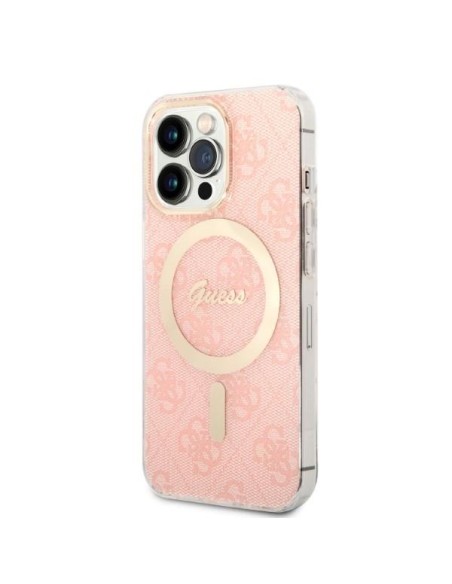 Guess 4G Print MagSafe dėklas, skirtas iPhone 13 Pro Max + indukcinis įkroviklis - rožinis Guess 4G Print MagSafe dėklas, skirtas iPhone 13 Pro Max + indukcinis įkroviklis - rožinis