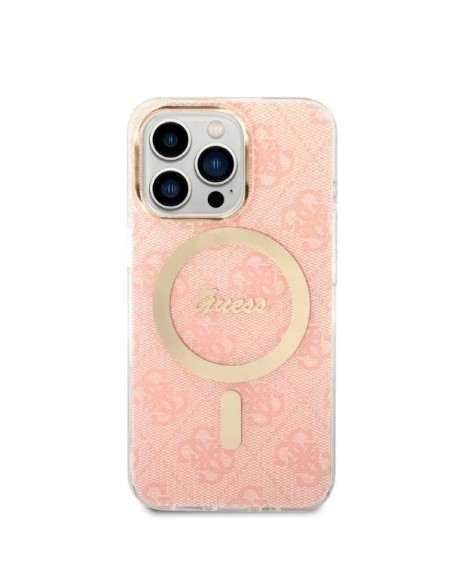Guess 4G Print MagSafe dėklas, skirtas iPhone 13 Pro Max + indukcinis įkroviklis - rožinis Guess 4G Print MagSafe dėklas, skirtas iPhone 13 Pro Max + indukcinis įkroviklis - rožinis