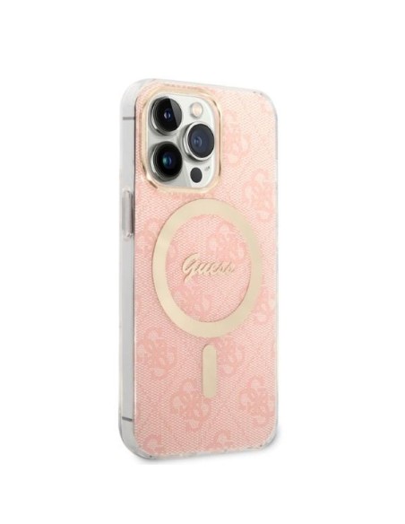 Guess 4G Print MagSafe dėklas, skirtas iPhone 13 Pro Max + indukcinis įkroviklis - rožinis Guess 4G Print MagSafe dėklas, skirtas iPhone 13 Pro Max + indukcinis įkroviklis - rožinis