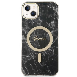 Guess Marble MagSafe dėklas skirtas iPhone 14 Plus + indukcinis įkroviklis - juodas