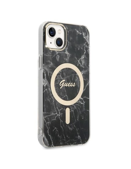 Guess Marble MagSafe dėklas skirtas iPhone 14 Plus + indukcinis įkroviklis - juodas Guess Marble MagSafe dėklas skirtas iPhone 14 Plus + indukcinis įkroviklis - juodas