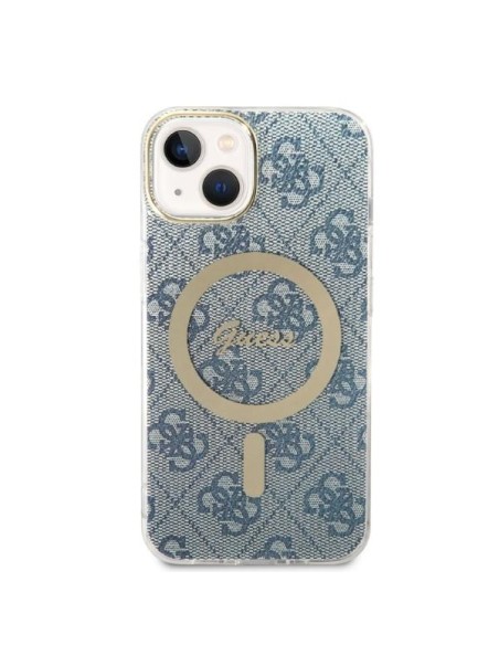 Guess 4G Print MagSafe dėklas, skirtas iPhone 14 + indukcinis įkroviklis - mėlynas Guess 4G Print MagSafe dėklas, skirtas iPhone 14 + indukcinis įkroviklis - mėlynas