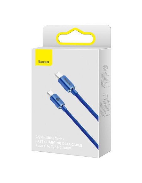 Kabelio laidas greitam įkrovimui ir duomenų perdavimui USB-C USB-C 100W 2m mėlynas Kabelio laidas greitam įkrovimui ir duomenų perdavimui USB-C USB-C 100W 2m mėlynas
