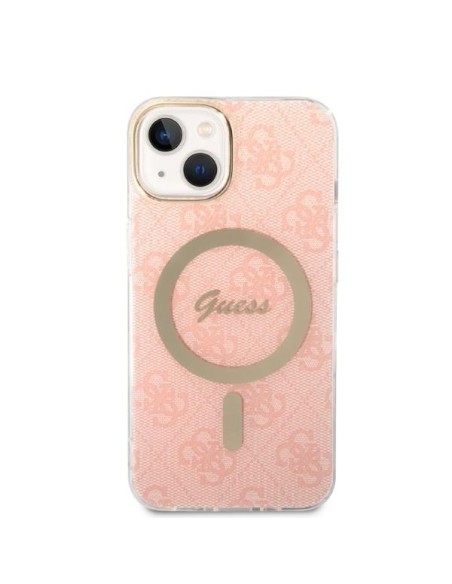 Guess Marble MagSafe dėklas skirtas iPhone 14 + indukciniam įkrovikliui - rožinė Guess Marble MagSafe dėklas skirtas iPhone 14 + indukciniam įkrovikliui - rožinė