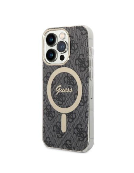 Guess 4G Print MagSafe dėklas, skirtas iPhone 14 Pro Max + indukcinis įkroviklis - juodas Guess 4G Print MagSafe dėklas, skirtas iPhone 14 Pro Max + indukcinis įkroviklis - juodas