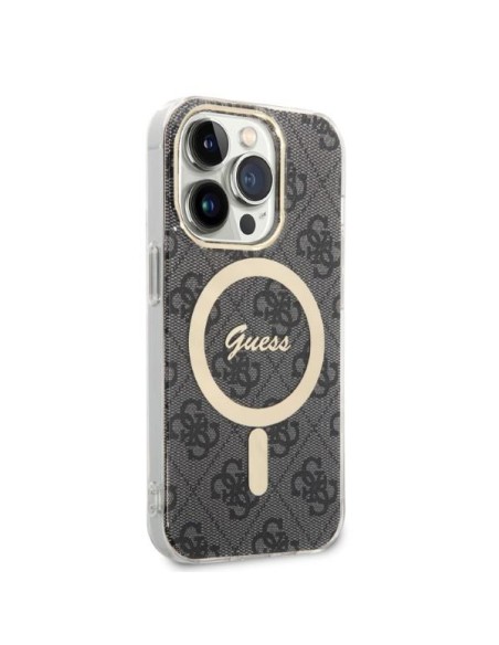 Guess 4G Print MagSafe dėklas, skirtas iPhone 14 Pro Max + indukcinis įkroviklis - juodas Guess 4G Print MagSafe dėklas, skirtas iPhone 14 Pro Max + indukcinis įkroviklis - juodas
