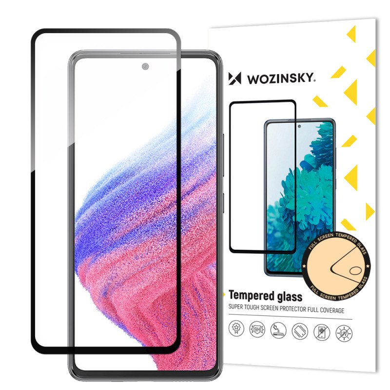 Wozinsky Full Glue grūdintas stiklas Samsung Galaxy A54 5G 9H viso ekrano grūdintas stiklas su juodu rėmeliu Wozinsky Full Glue grūdintas stiklas Samsung Galaxy A54 5G 9H viso ekrano grūdintas stiklas su juodu rėmeliu