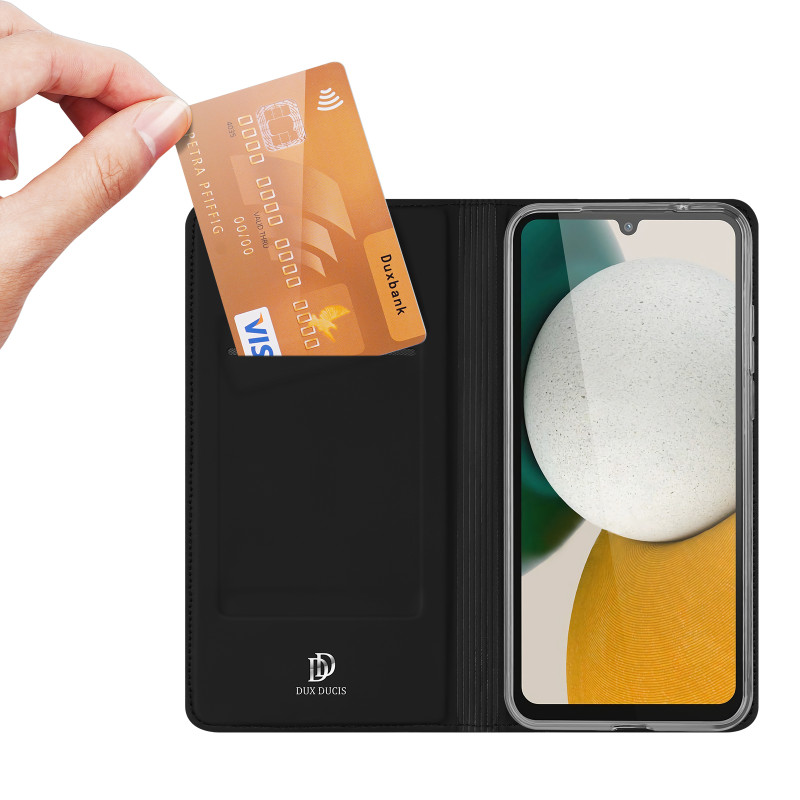 Dux Ducis Skin Pro dėklas, skirtas Samsung Galaxy A34 5G atverčiamas dangtelis kortelės piniginės stovas juodas
