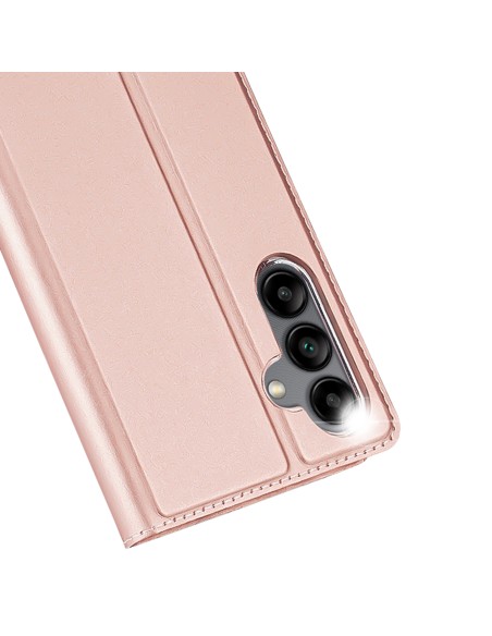 „Dux Ducis Skin Pro“ dėklas, skirtas „Samsung Galaxy A34 5G“, atverčiamas dangtelis kortelės piniginės stovas, rožinis