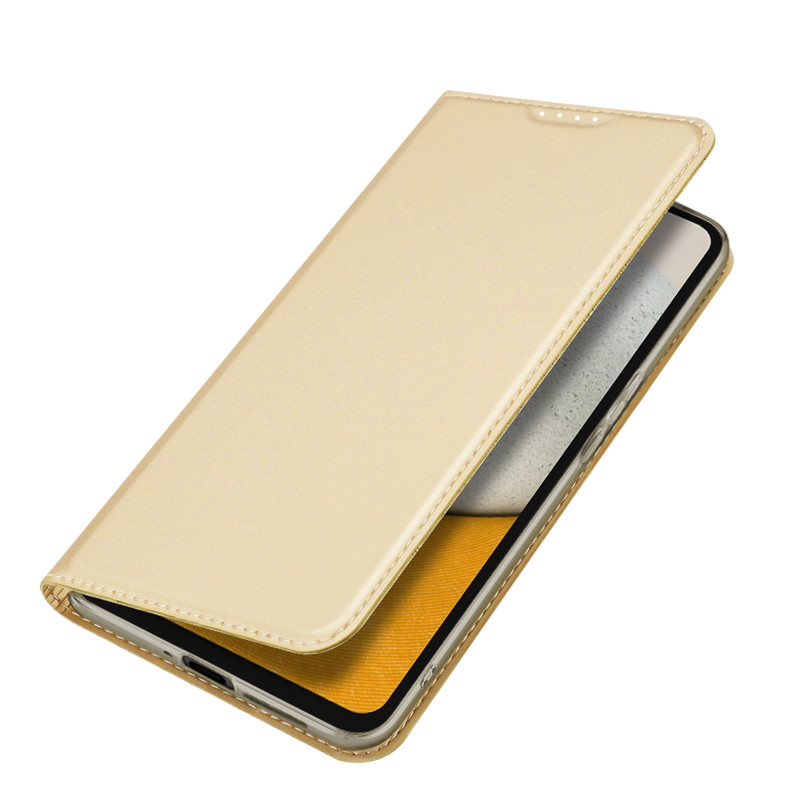 Dux Ducis Skin Pro dėklas, skirtas Samsung Galaxy A34 5G atverčiamas dangtelis kortelės piniginės stovas auksinis