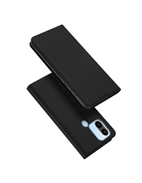 Dux Ducis Skin Pro dėklas, skirtas Xiaomi Redmi A1+ atverčiamas dangtelis kortelės piniginės stovas juodas