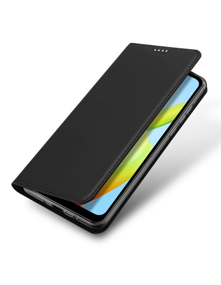 Dux Ducis Skin Pro dėklas, skirtas Xiaomi Redmi A1+ atverčiamas dangtelis kortelės piniginės stovas juodas