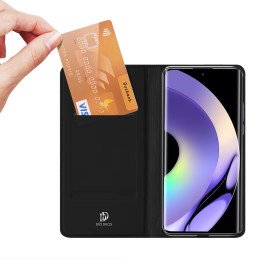 Dux Ducis Skin Pro dėklas, skirtas Realme 10 Pro+ atverčiamas dangtelis kortelės piniginės stovui, juodas
