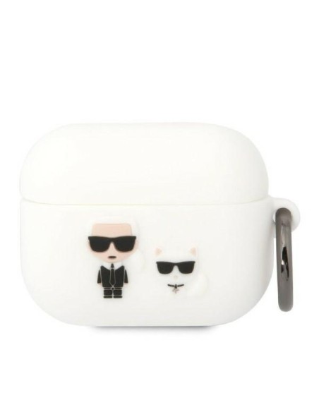 Karl Lagerfeld Silicone Karl&Choupette dėklas, skirtas AirPods Pro - baltas