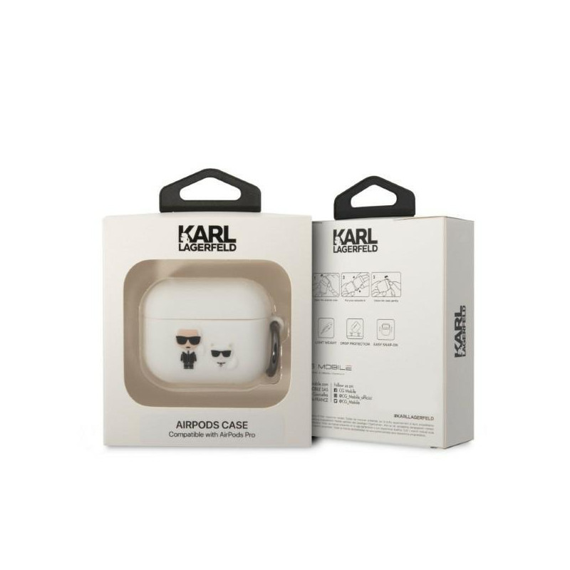 Karl Lagerfeld Silicone Karl&Choupette dėklas, skirtas AirPods Pro - baltas