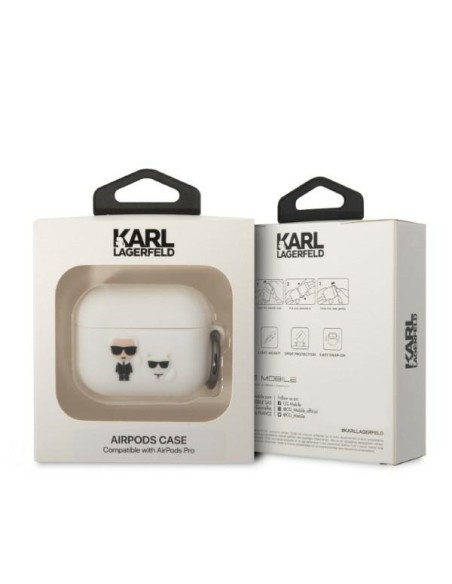 Karl Lagerfeld Silicone Karl&Choupette dėklas, skirtas AirPods Pro - baltas