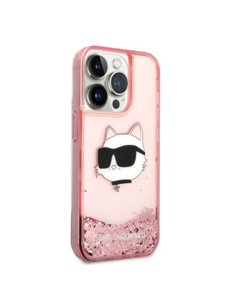 Karl Lagerfeld Glitter Choupette Head dėklas iPhone 14 Pro - rožinis Karl Lagerfeld Glitter Choupette Head dėklas iPhone 14 Pro - rožinis