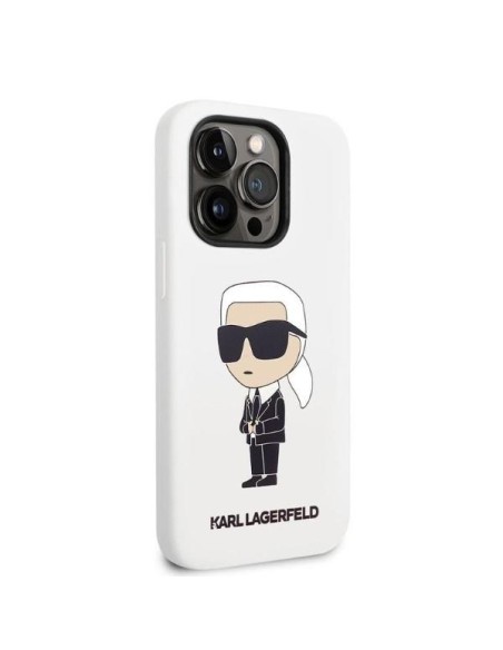 Karl Lagerfeld Silicone Ikonik dėklas iPhone 14 Pro - baltas Karl Lagerfeld Silicone Ikonik dėklas iPhone 14 Pro - baltas