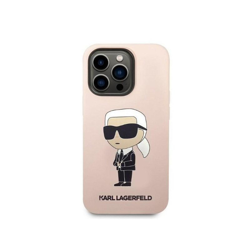 Karl Lagerfeld Silicone Ikonik dėklas iPhone 14 Pro - rožinis