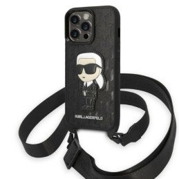 Karl Lagerfeld Monogram Ikonik Patch dėklas iPhone 14 Pro - juodas