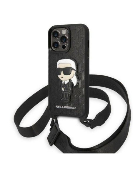 Karl Lagerfeld Monogram Ikonik Patch dėklas iPhone 14 Pro - juodas Karl Lagerfeld Monogram Ikonik Patch dėklas iPhone 14 Pro - juodas