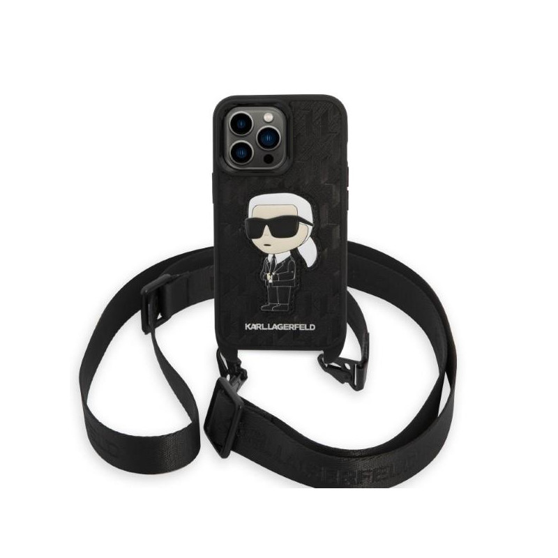 Karl Lagerfeld Monogram Ikonik Patch dėklas iPhone 14 Pro - juodas