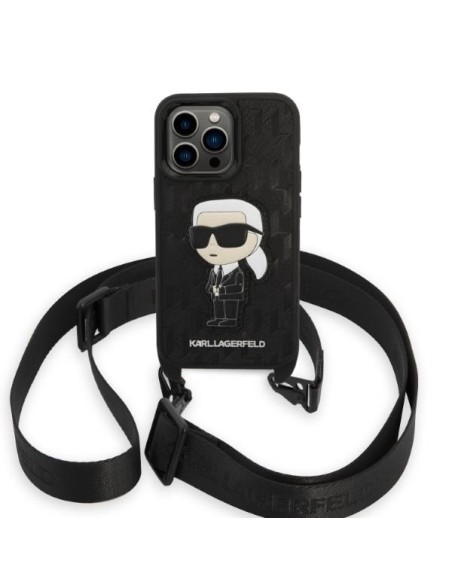 Karl Lagerfeld Monogram Ikonik Patch dėklas iPhone 14 Pro - juodas Karl Lagerfeld Monogram Ikonik Patch dėklas iPhone 14 Pro - juodas