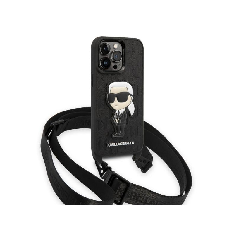 Karl Lagerfeld Monogram Ikonik Patch dėklas iPhone 14 Pro - juodas