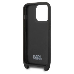 Karl Lagerfeld Monogram Plaque Logo Strap dėklas iPhone 14 Pro - juodas