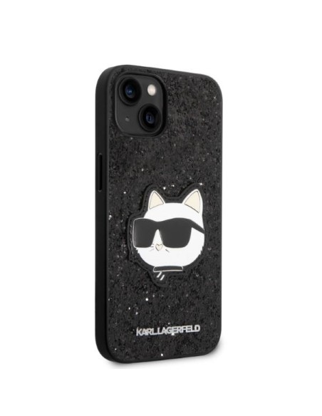 Karl Lagerfeld Glitter Choupette Patch dėklas iPhone 14 Plus - juodas Karl Lagerfeld Glitter Choupette Patch dėklas iPhone 14 Plus - juodas