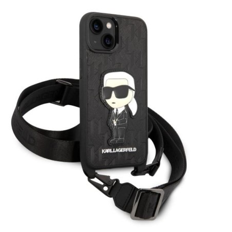Karl Lagerfeld Monogram Ikonik Patch dėklas iPhone 14 Plus - juodas Karl Lagerfeld Monogram Ikonik Patch dėklas iPhone 14 Plus - juodas