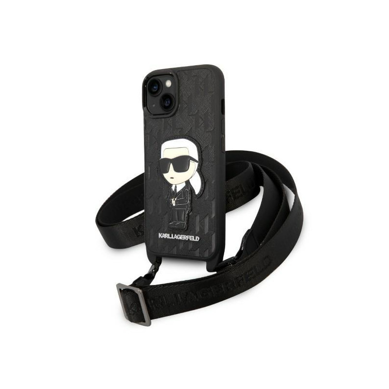 Karl Lagerfeld Monogram Ikonik Patch dėklas iPhone 14 - juodas Karl Lagerfeld Monogram Ikonik Patch dėklas iPhone 14 - juodas