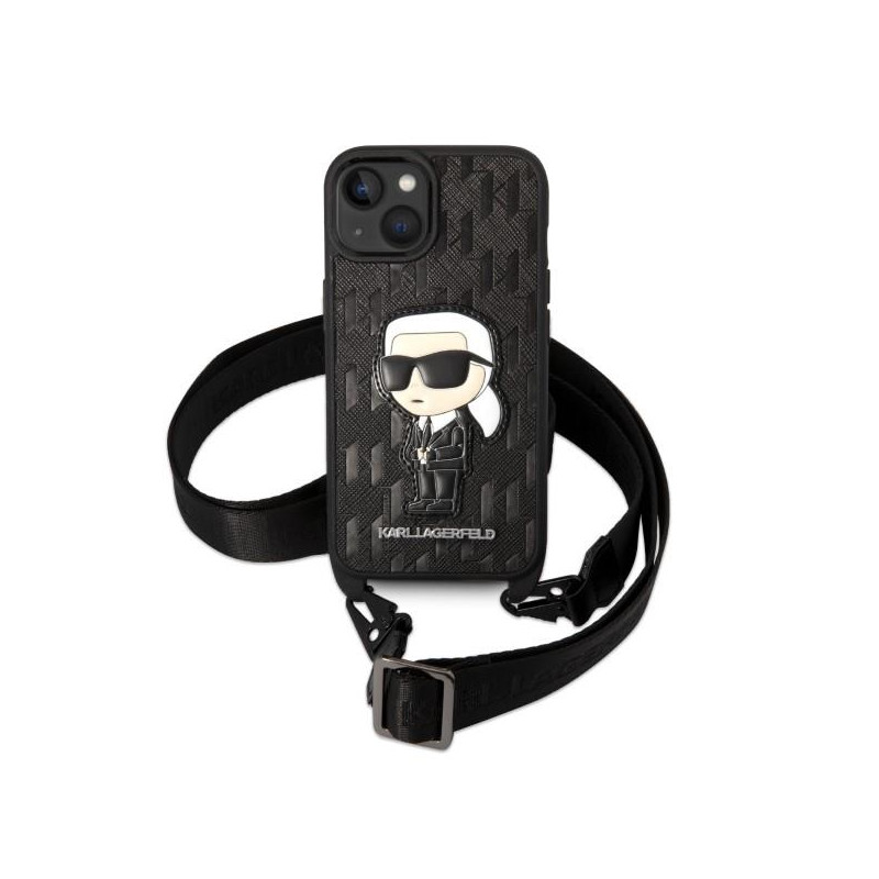 Karl Lagerfeld Monogram Ikonik Patch dėklas iPhone 14 - juodas