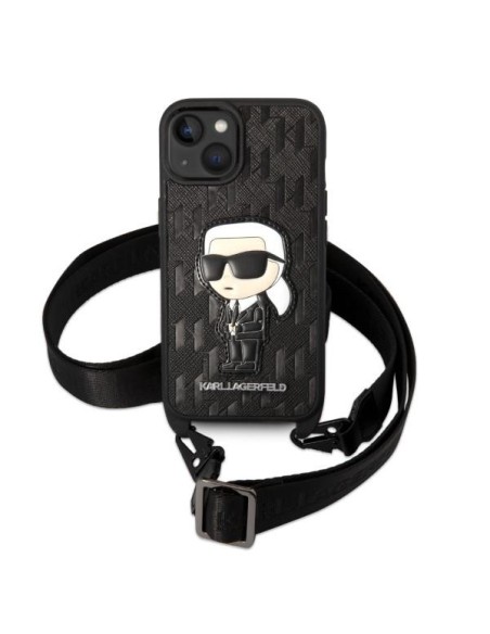 Karl Lagerfeld Monogram Ikonik Patch dėklas iPhone 14 - juodas Karl Lagerfeld Monogram Ikonik Patch dėklas iPhone 14 - juodas