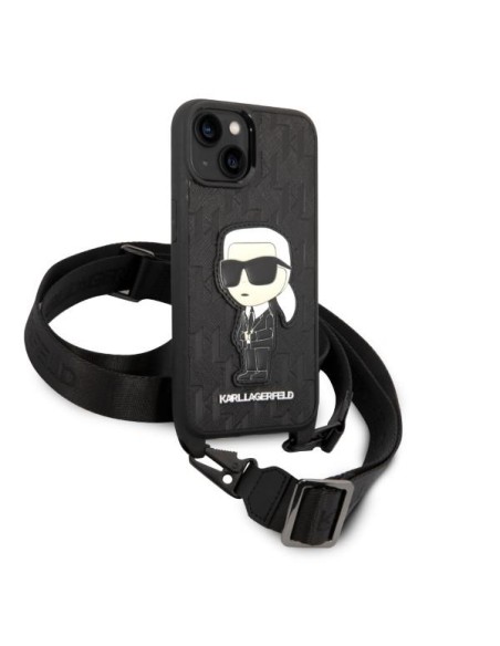 Karl Lagerfeld Monogram Ikonik Patch dėklas iPhone 14 - juodas Karl Lagerfeld Monogram Ikonik Patch dėklas iPhone 14 - juodas