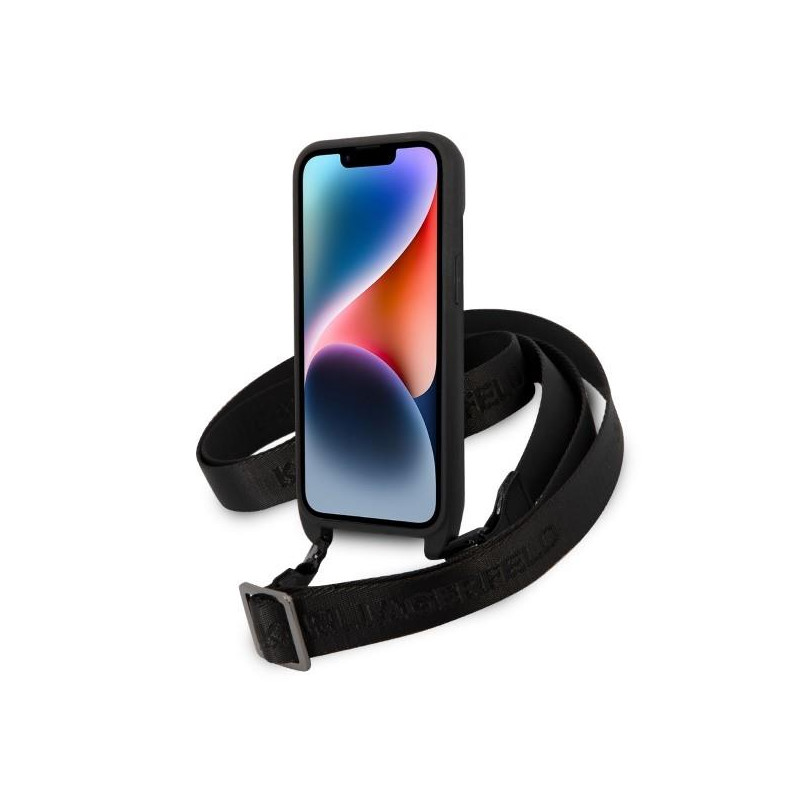 Karl Lagerfeld Monogram Ikonik Patch dėklas iPhone 14 - juodas
