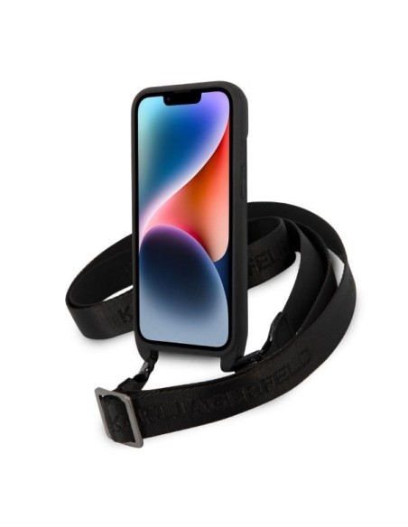 Karl Lagerfeld Monogram Ikonik Patch dėklas iPhone 14 - juodas Karl Lagerfeld Monogram Ikonik Patch dėklas iPhone 14 - juodas