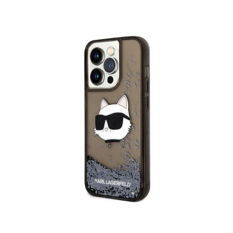 Karl Lagerfeld Glitter Choupette Head dėklas iPhone 14 Pro Max - juodas