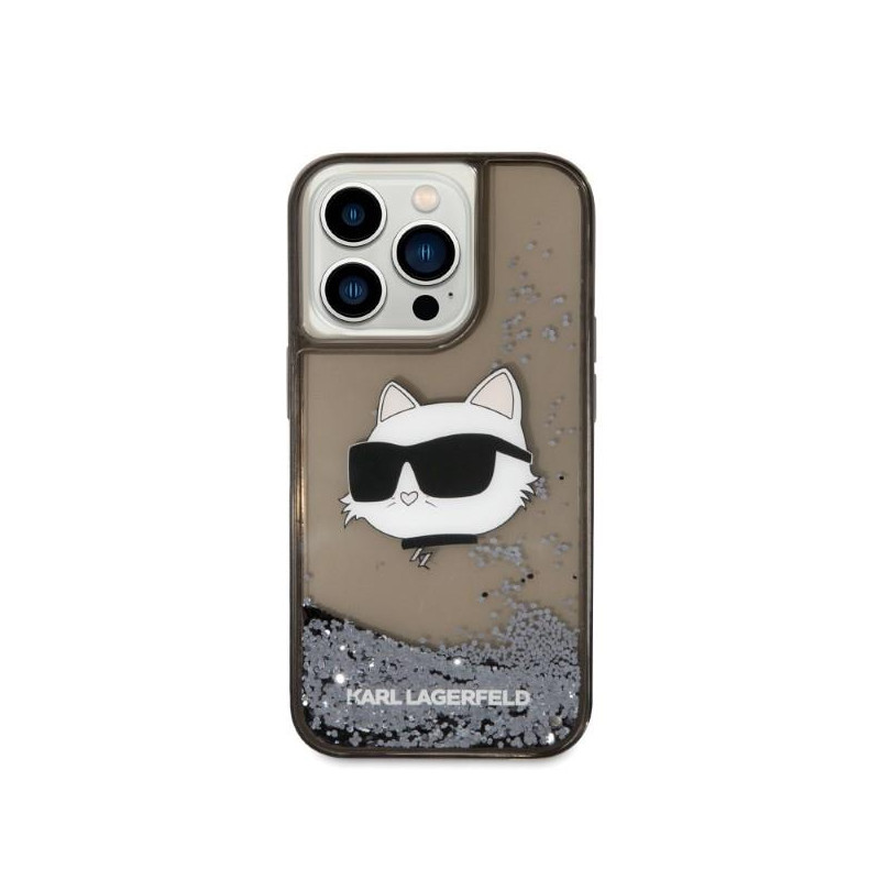 Karl Lagerfeld Glitter Choupette Head dėklas iPhone 14 Pro Max - juodas