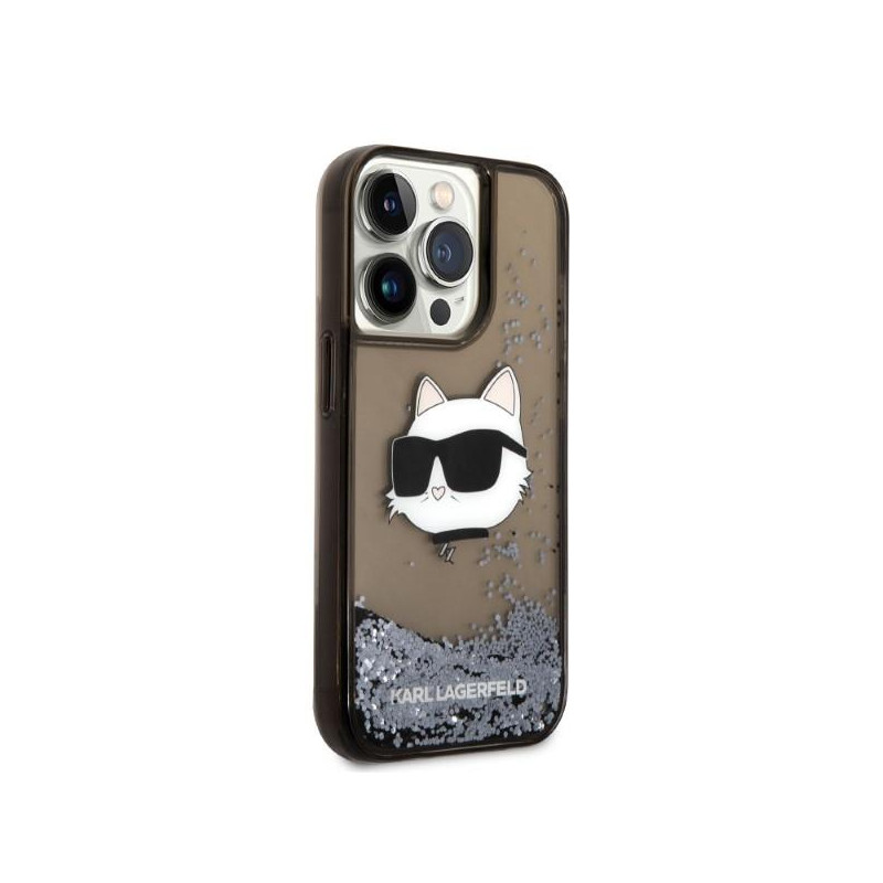 Karl Lagerfeld Glitter Choupette Head dėklas iPhone 14 Pro Max - juodas