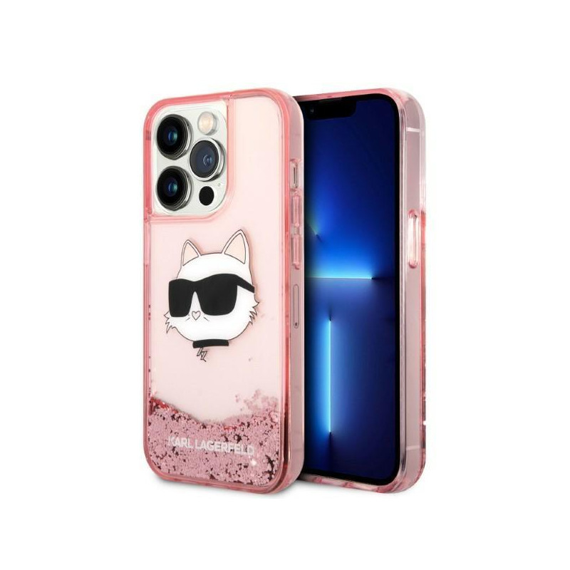Karl Lagerfeld Glitter Choupette Head dėklas iPhone 14 Pro Max - rožinis Karl Lagerfeld Glitter Choupette Head dėklas iPhone 14 Pro Max - rožinis