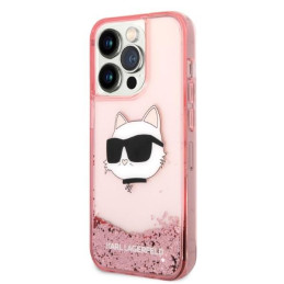 Karl Lagerfeld Glitter Choupette Head dėklas iPhone 14 Pro Max - rožinis