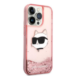 Karl Lagerfeld Glitter Choupette Head dėklas iPhone 14 Pro Max - rožinis