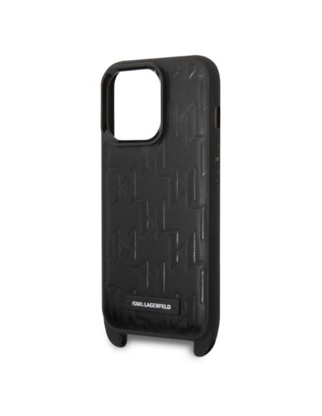 Karl Lagerfeld Monogram Plaque Logo Strap dėklas iPhone 14 Pro Max - juodas Karl Lagerfeld Monogram Plaque Logo Strap dėklas iPhone 14 Pro Max - juodas