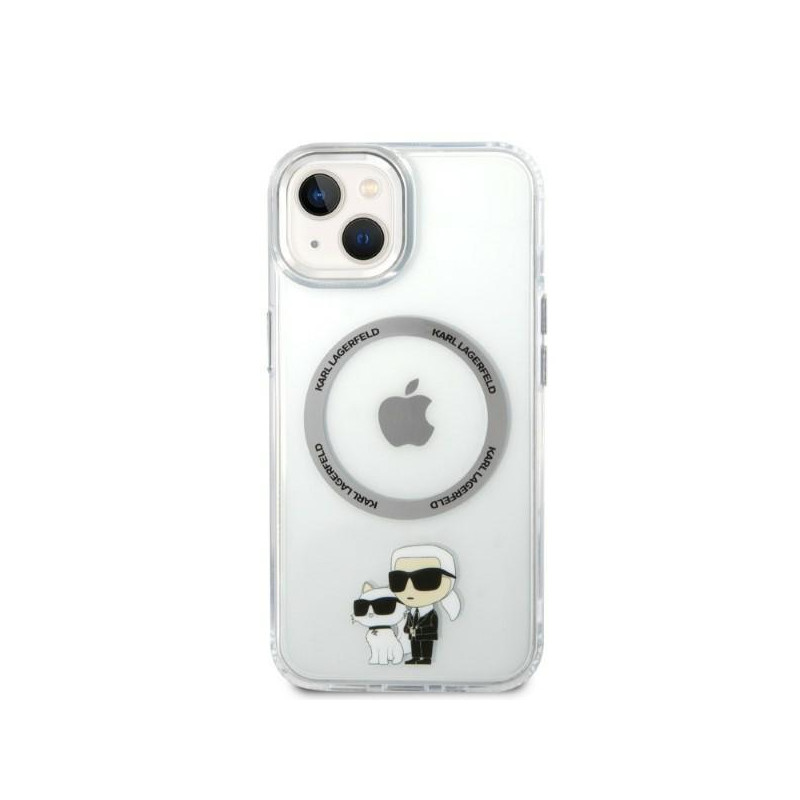 Karl Lagerfeld Iconic Karl&Choupette MagSafe dėklas iPhone 14 Plus - skaidrus